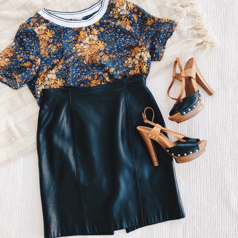 LORD & TAYLOR 100% Leather Pencil Skirt